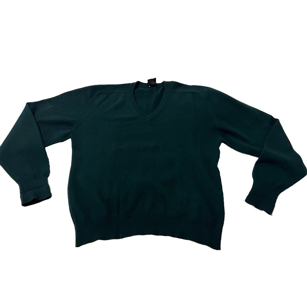Clan Douglas Men's Sweater XL Dark Green Pullover Cashmere V-Neck Scotland